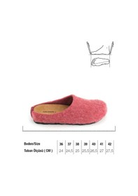 Resim Gezer Kadın Kışlık Rahat Taban Keçe Ev Bahçe Terlik Bordo 