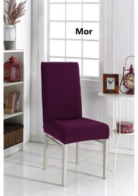 Resim Sandalye Kılıfı Yıkanabilir Likralı Lastikli 4Lü Sandalye Örtü 