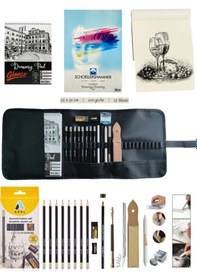 Resim Eskiz A5 120 Gr Adel Dereceli Kalem Seti 8'li Schoellershammer 25x35 Defter Cepli Siyah Kalemlik 24 