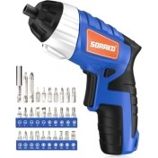 Resim Mena Rise Akülü Tornavida Küçük 6 Nm Maks Tork Akülü Tornavida 1,3 Ah 3,6 V 30 Aksesuar Parçası ile LED Işık ve Arka El Ev Kullanımı Için Ev Aletleri 