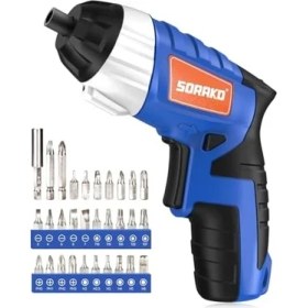 Resim Mena Rise Akülü Tornavida Küçük 6 Nm Maks Tork Akülü Tornavida 1,3 Ah 3,6 V 30 Aksesuar Parçası ile LED Işık ve Arka El Ev Kullanımı Için Ev Aletleri 