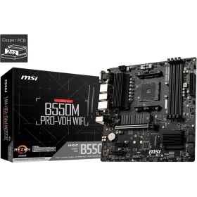 Resim Msı B550M Pro-Vdh Wıfı Am4 Vga+Ses+Glan Ddr4 HDMI Dp M2 USB 3.2 Matx(Blk) 