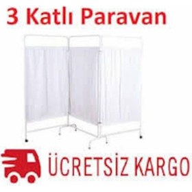 Resim Paravan 3 Katli -Metal Hastane Muayene Paravani-Revir 3 Kanatli 