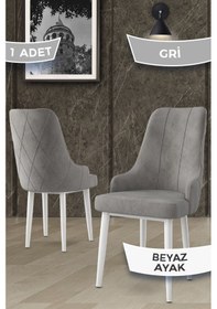Resim Canisa Concept Trex Seri Babyface Kumaş Gri Sandalye- Beyaz Metal Ayak Sandalye Gri Ayakları Beyaz 