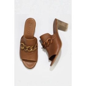 Resim Bueno Shoes Kahverengi Deri Kadın Topuklu Terlik 