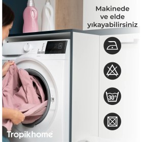 Resim Tropik Home Banyo Perdesi Gül Desen Yerli Üretim Duş Perdesi Plastik C-Halka Hediye 180X200CM Banyo Perdeleri 
