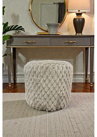 Resim Silindir Puf - Mılano Yumuşak Rabbit Kumaş Tavşan Tüyü Modern Konforlu Puf&bench Vizon 