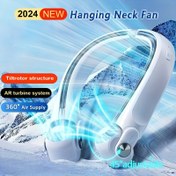 Resim 360° Dönebilen Hava Akışlı Yükseltilmiş Bıçaksız Taşınabilir Boyun Fanı - Şarj Edilebilir, Ayarlanabilir Hızlar, İç ve Dış Mekan Kullanımı için Mükemmel, USB Güç Kaynağı ile Birlikte, Asılabilir Boyun Fanı 