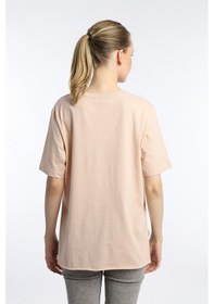 Resim Kadın Kelebek Baskılı Oversize Tişört Bej 