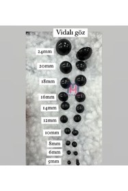 Resim miraylahobi 16 mm Amigurumi Vidalı Göz Siyah 10 Çift 