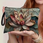 Resim Kadınlar için Şık Emaye Lotus Tasarımlı Kozmetik Çantası - Canlı Karışık Renkler, Dayanıklı Polyester Makyaj Çantası Fermuarlı Kapatma, Seyahat & Günlük Kullanım İçin İdeal, Mükemmel Hediye, 17.02cm x 9.9, Günlük Kozmetik Çantası|Canlı Makyaj Çantası|Şık Fermuarlı Kapatma, Küçük Kozmetik Çantası 