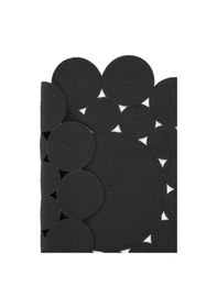 Resim Cool Halı Luke 508 Siyah Yuvarlak Halı Bohem Örgü Hasır Kilim Dekoratif Mutfak Balkon Banyo Halısı 