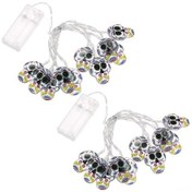 Resim Folinda Halloween Işıltılı Dekorasyon: Şeffaf Kafatası Şekilli 10 Led'li 1.5m Işık Zinciri, 2 Adet Paket, Ev Dekorasyonu İçin Canlı Atmosphere 