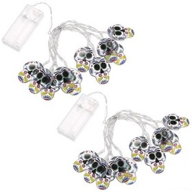 Resim Folinda Halloween Işıltılı Dekorasyon: Şeffaf Kafatası Şekilli 10 Led'li 1.5m Işık Zinciri, 2 Adet Paket, Ev Dekorasyonu İçin Canlı Atmosphere 