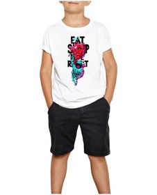 Resim Eat Sleep Astranot Beyaz Çocuk Tişört Siyah 