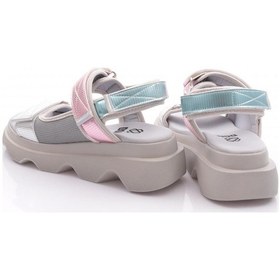 Resim Dgn 3527 Kadin Leopar Desenli Kalin Taban Sandalet Gri Metalik 