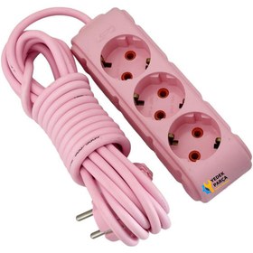 Resim Ozba Ticaret Ufo 5m Pembe Üçlü Priz Uzatma Kablosu 