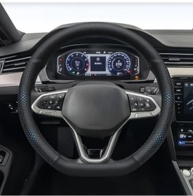 Resim Honeybeeshop Mavi D Tipi Pu Deri Direksiyon Kilifi Nefes Alabilir Siyah Mavi Detayli 38cm Tüm Arabalar Icin Uygun Mavi 