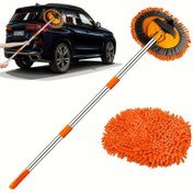 Resim 120.65cm Mikrofiber Araba Yıkama Fırçası ve Mop Seti, Paslanmaz Çelik Uzun Sap, Chenille Sünger Duster, Arabalar, Kamyonlar, SUV'lar, RV'ler, Tekneler için Çiziksiz Temizlik Kiti 