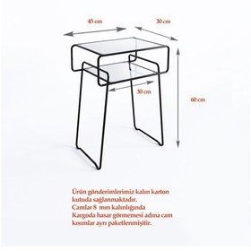 Resim Catchme Retro Yan Sehpa. Metal Sehpa.Cam Sehpa.Salon. Yatak Odası 