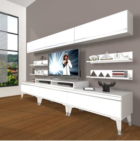 Resim Decoraktiv Ekoflex 8y Mdf Silver Tv Ünitesi Tv Sehpası - Parlak Beyaz 