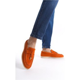 Resim Mubiano Hakiki Deri Collection Kadın Süet Loafer & Babet Oranj -mckry1410-orj Oranj 