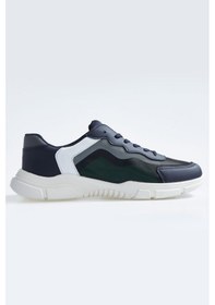 Resim Tommy Life Tommy Life Lacivert Bağcıklı Yüksek Taban Suni Deri Detaylı Erkek Spor Ayakkabı - 89117 