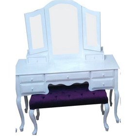 Resim MAKYAJ MASA Dresuar 7 Çekmece Ahşap Kayın Lüken Aslan Ayak Beyaz Lake boya Kutuda Sevk El Yapım 