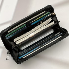 Resim Şık Siyah Uzun Cüzdan, Geniş Kapasiteye Sahip Çoklu Kart Bölmeli, Fermuarlı Çok Fonksiyonlu Clutch Çanta, Suya Dayanıklı ve Hafif, Suni Deri Malzeme, Sentetik Suni Deri Astarlı, Günlük Kullanım İçin, Hem Erkekler Hem de Kadınlar İçin Cüzdanlar 