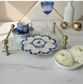 Resim 2 Adet Mavi Pip Studio Uyumlu Nakışlı Kuş Detaylı Kokteyl Sunum Peçetesi Çok Renkli 