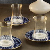 Resim Sandro Moreno 1453 Deep Blue Gold 12 Parça 6 Kişilik Çay Seti 110 ml 