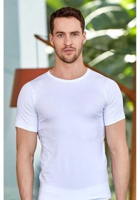 Resim Erkek Likralı Süprem Kısa Kol Bisiklet Yaka Berrak-1024 Beyaz 