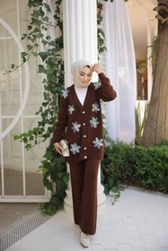 Resim Still Butik Elif Yılmaz Sude Triko Hırka Pantolon Takım Tesettür Kadın Giyim ST2198 