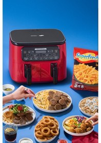 Resim Karaca Air Pro Cook Duo Superfresh Kırmızısı 4+4 L 8 Kişilik Airfryer Fritöz 