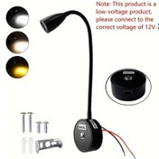 Resim Boatshop1 Rv'ler İçin 029 Siyah 1 Adet Esnek Boynuzlu Led Okuma Lambası Dokunmatik Ayarlanabilir 3 Renk Modu Hafıza Fonksiyonu Dc12 24v Kampçılar Seyahat Römorkları İçin 