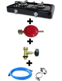 Resim sobapark Piknik Tüp Uyumlu Ocak 2 İki Gözlü Emaye Set Üstü Ocak Piknik Tüple Çalışan Karavan Ocak Kamp Ocağı 