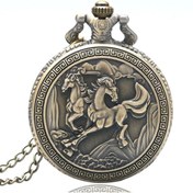 Resim keyfimshop Kişiye Özel At Figür Kabartmalı Büyük Boy Köstekli Saat Kolye 