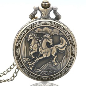 Resim keyfimshop Kişiye Özel At Figür Kabartmalı Büyük Boy Köstekli Saat Kolye 