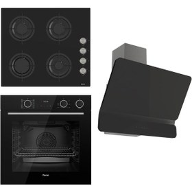 Resim Ferre Steamart&Fryart Serisi XE64CS - CS205 - D080 Siyah Ankastre Set 