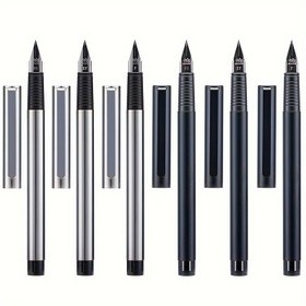 Resim Jinhao 65 Çelik Kalem Seti 3 Adet - Ergonomik Tasarım ile Çıkartmalı Kapa, Ultra İnce Uç ile 3.4mm Mürekkep Kartuşu Yenileme için Dönüştürücü - Mat ve Gümüş Finiş 