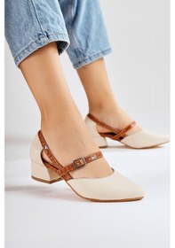 Resim Bricken Ten Sivri Burun Alçak Topuklu Ayakkabı 001 