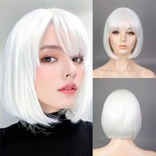 Resim Kızlar için Şık Boho Peruk Seti - İmitasyon Hugirls Saç, Kısa Dalgalı Tam Baş Peruk, Non-Textile Malzemeler, Bahar/Yaz için İdeal, Genç Moda Aksesuarı, Dalgalı Saç Peruk 