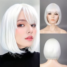 Resim Kızlar için Şık Boho Peruk Seti - İmitasyon Hugirls Saç, Kısa Dalgalı Tam Baş Peruk, Non-Textile Malzemeler, Bahar/Yaz için İdeal, Genç Moda Aksesuarı, Dalgalı Saç Peruk 