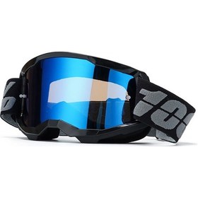 Resim Tangshopping Motosiklet Arazi Kum Önleyici Kask Gözlüğü Siyah Çerçeve-mavi Film 