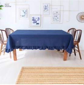 Resim Dnc Home Tekstil Lacıvert Keten Fırfırlı Masa Örtüsü Lacivert 