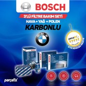 Resim Bmw X3 Xdrive 20D E83 Bosch 3'Lü Filtre Seti 2008-2011 Karbonlu 
