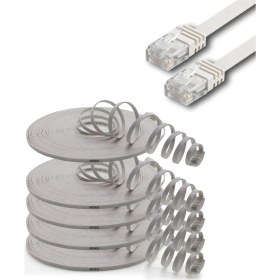 Resim IRENIS 5 Adet CAT6 Yassı Ethernet (Network, LAN) Kablosu, Beyaz, 3 metre 