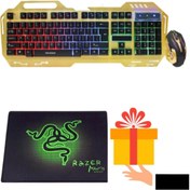 Resim starnewstore Sbl Kalite Işıklı Usb Kablolu Klavye Mouse Set Razer Gaming Mouse Pad Hediye Mekanik Led Aydınla 