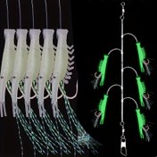 Resim 1 adet Balık Jig İpi 5 Yem saç tokası ile, Luminous Bionic Karides İpi saç tokası, Balıkçılık Aksesuarları 