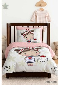 Resim Dijital Baskılı 3d Pamuklu Yenidoğan Bebek Nevresim Takımı Hello Girl Çok Renkli 